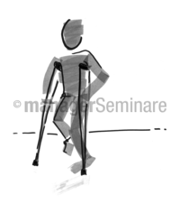 Zeichnung Mensch auf Krücken