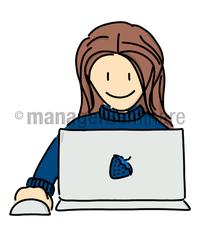Zeichnung: Frau am Laptop
