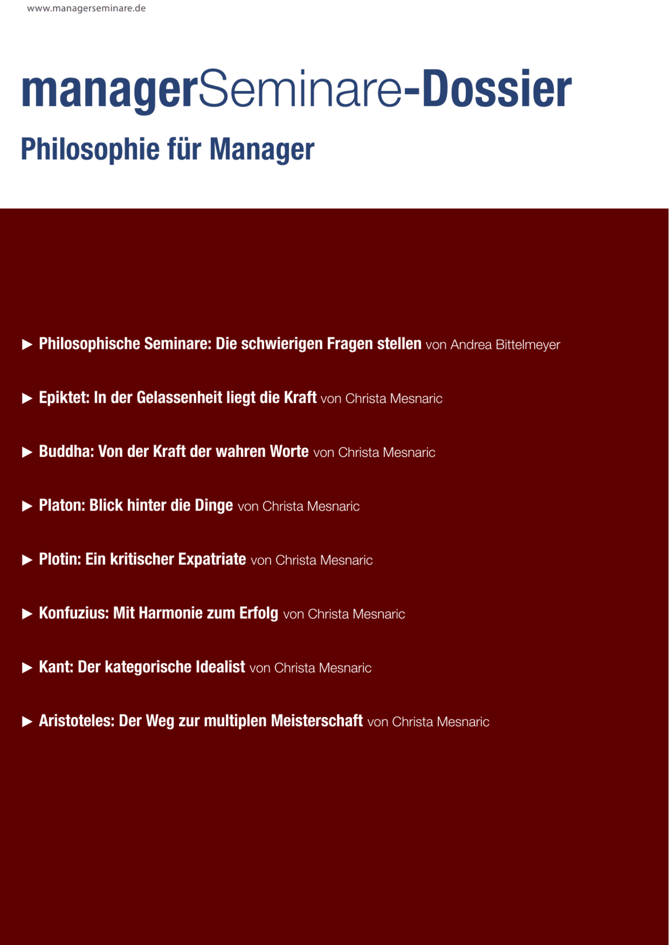 Dossier Philosophie für Manager, Teil 1