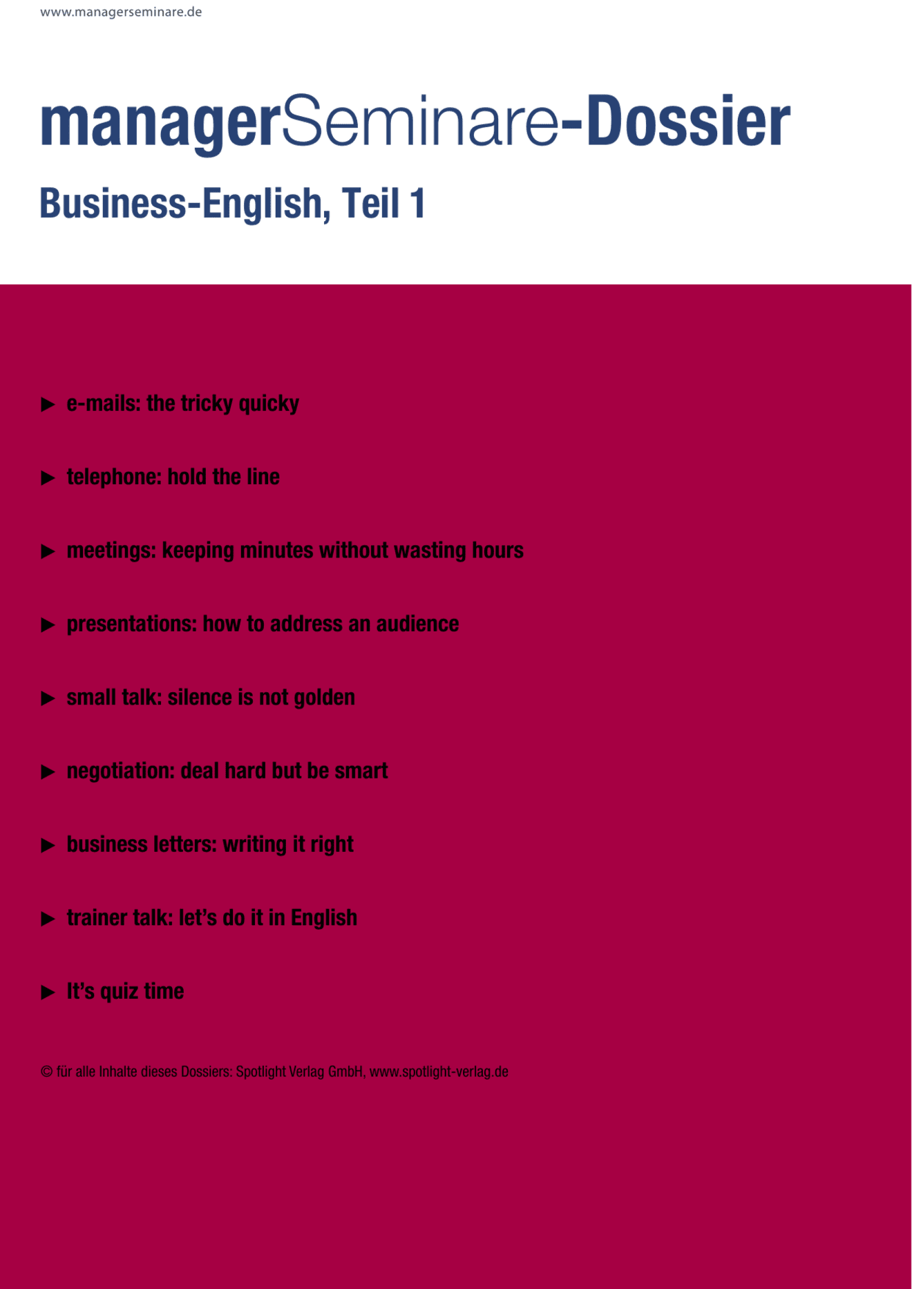 Dossier Business-English, Teil 1