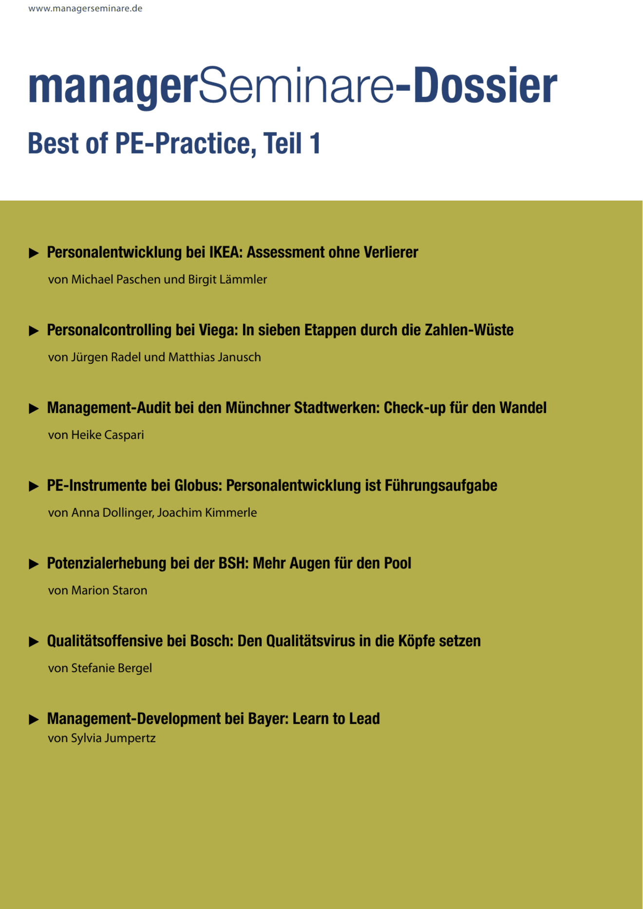 zum Dossier: Best of PE-Practice, Teil 1
