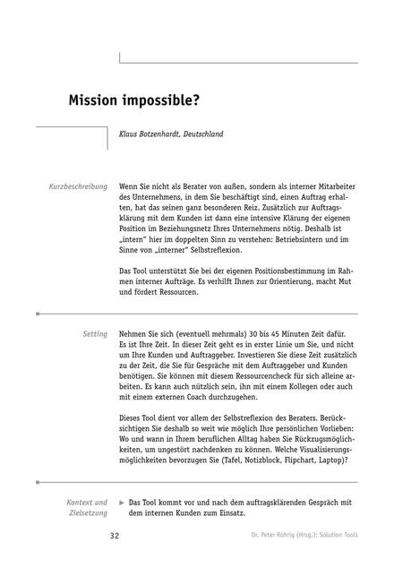 zum Tool: Solution-Tool: Mission impossible?