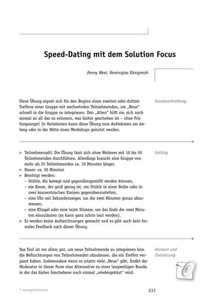 Tool  Solution-Tool: Speed-Dating mit dem Solution Focus
