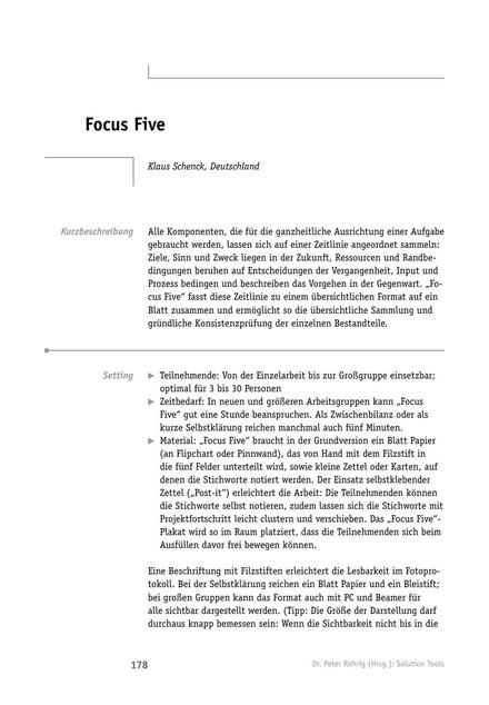 Tool  Solution-Tool: Focus Five