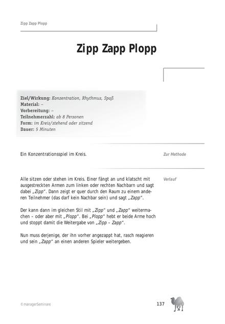 Trainingsspiel: Zipp Zapp Plopp