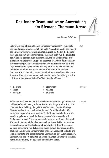 zum Tool: Teammodell: Das Innere Team im Riemann-Thomann-Kreuz