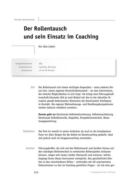 zum Tool: EQ-Tool: Der Rollentausch und sein Einsatz im Coaching