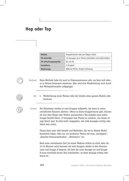 Tool  Webinar-Methode: Hop oder Top