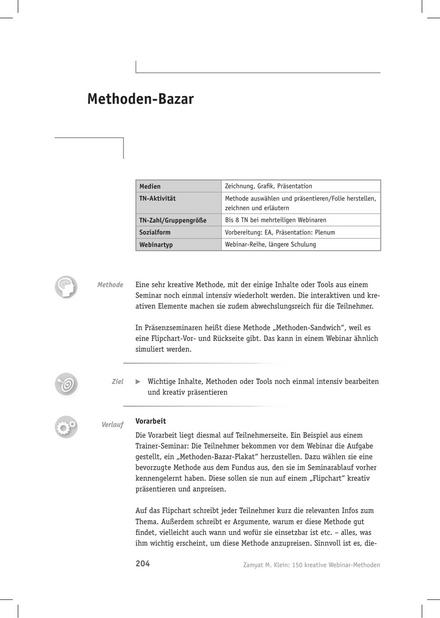 Webinar-Methode: Methoden-Bazar