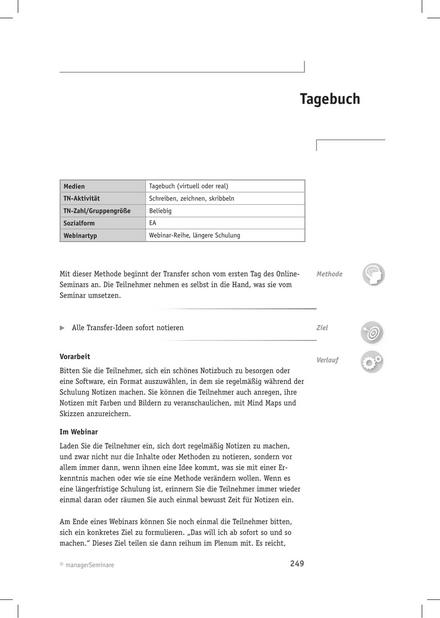 Tool  Webinar-Methode: Tagebuch