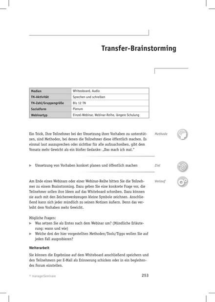 Webinar-Methode: Transfer-Brainstorming