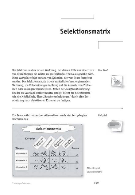 zum Tool: Problemlösungs-Tool: Selektionsmatrix