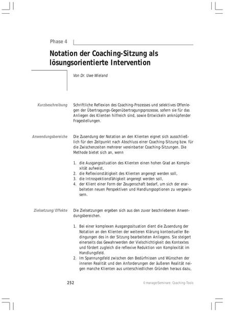 Coaching-Tool: Notation der Coaching-Sitzung