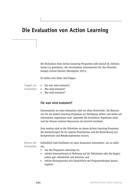 Die Evaluation von Action Learning