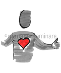 Zeichnung: Mensch mit Herz