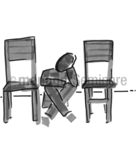Zeichnung: Zwischen den Stühlen