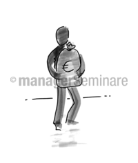 Zeichnung Mensch mit Geldsack