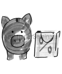 Zeichnung Sparschwein und Rabatt