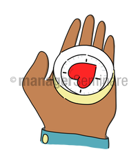 Zeichnung: Hand mit Herzkompass