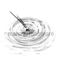 Zeichnung Stein wird ins Wasser geworfen