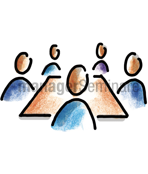 Zeichnung Personen um Tisch