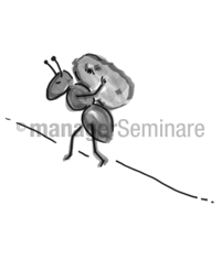 Zeichnung Ameise mit schwerer Last