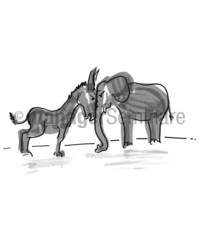 Zeichnung: Esel und Elefant