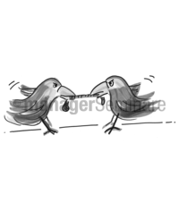 Zeichnung Streitende Vögel