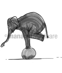 Zeichnung Balancierender Elefant