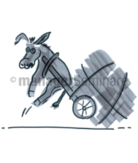 Zeichnung: Überlasteter Esel
