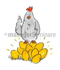 Grafik Huhn mit goldenen Eiern