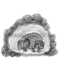 Zeichnung Bär in seiner Höhle