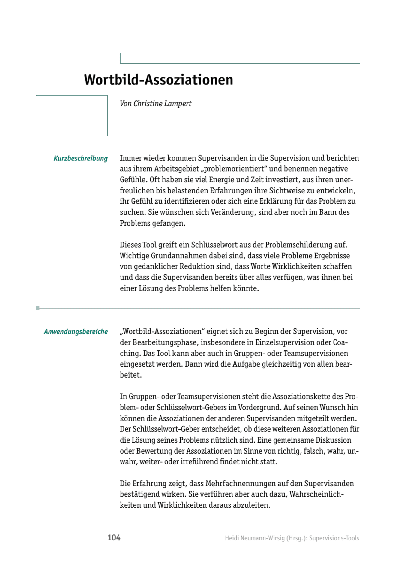 Tool  Supervisions-Tool: Wortbild-Assoziationen