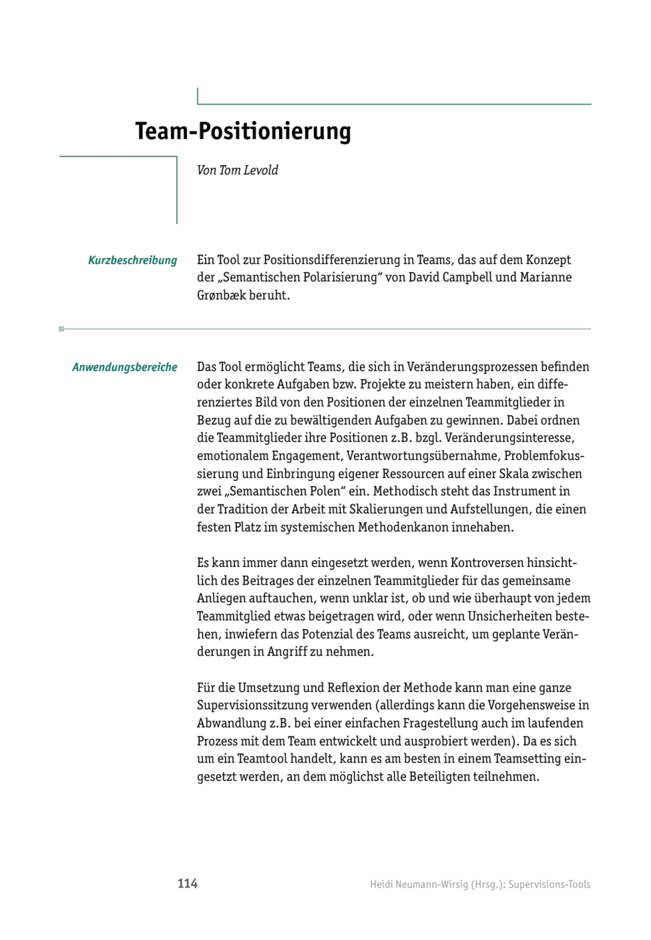 Supervisions-Tool: Team-Positionierung