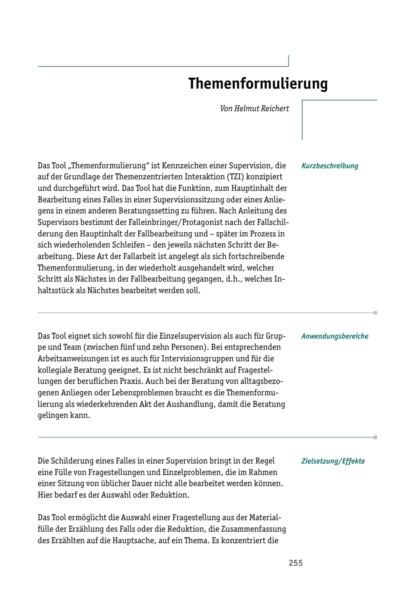 Tool  Supervisions-Tool: Themenformulierung