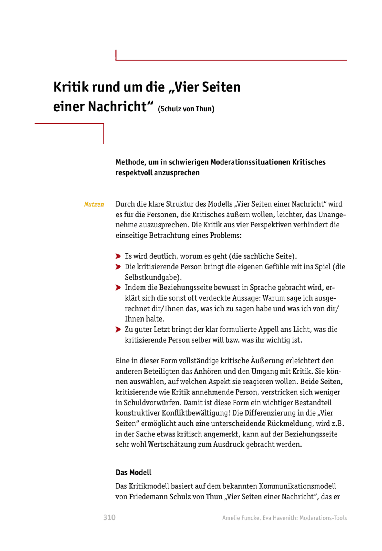 zum Tool: Moderations-Tool: Kritik rund um die 'Vier Seiten einer Nachricht'