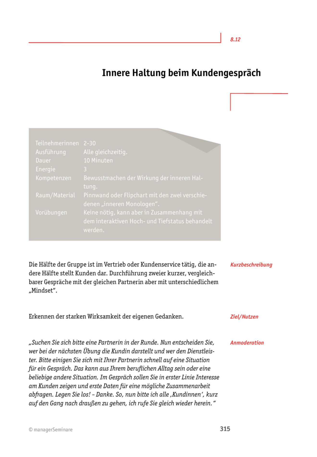 Tool  Teamübung: Innere Haltung beim Kundengespräch