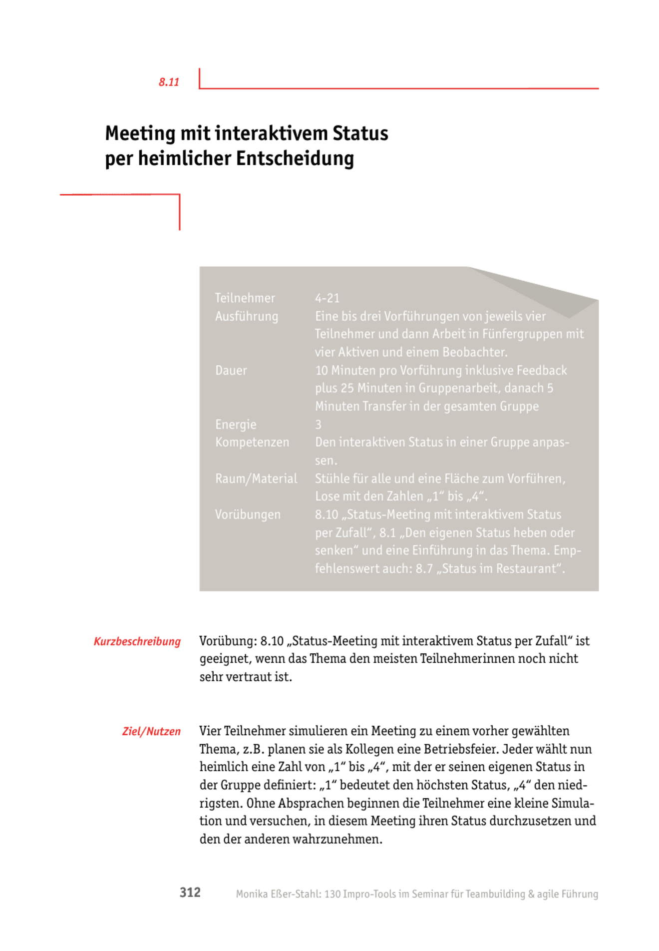 Tool  Teamübung: Meeting mit interaktivem Status per heimlicher Entscheidung