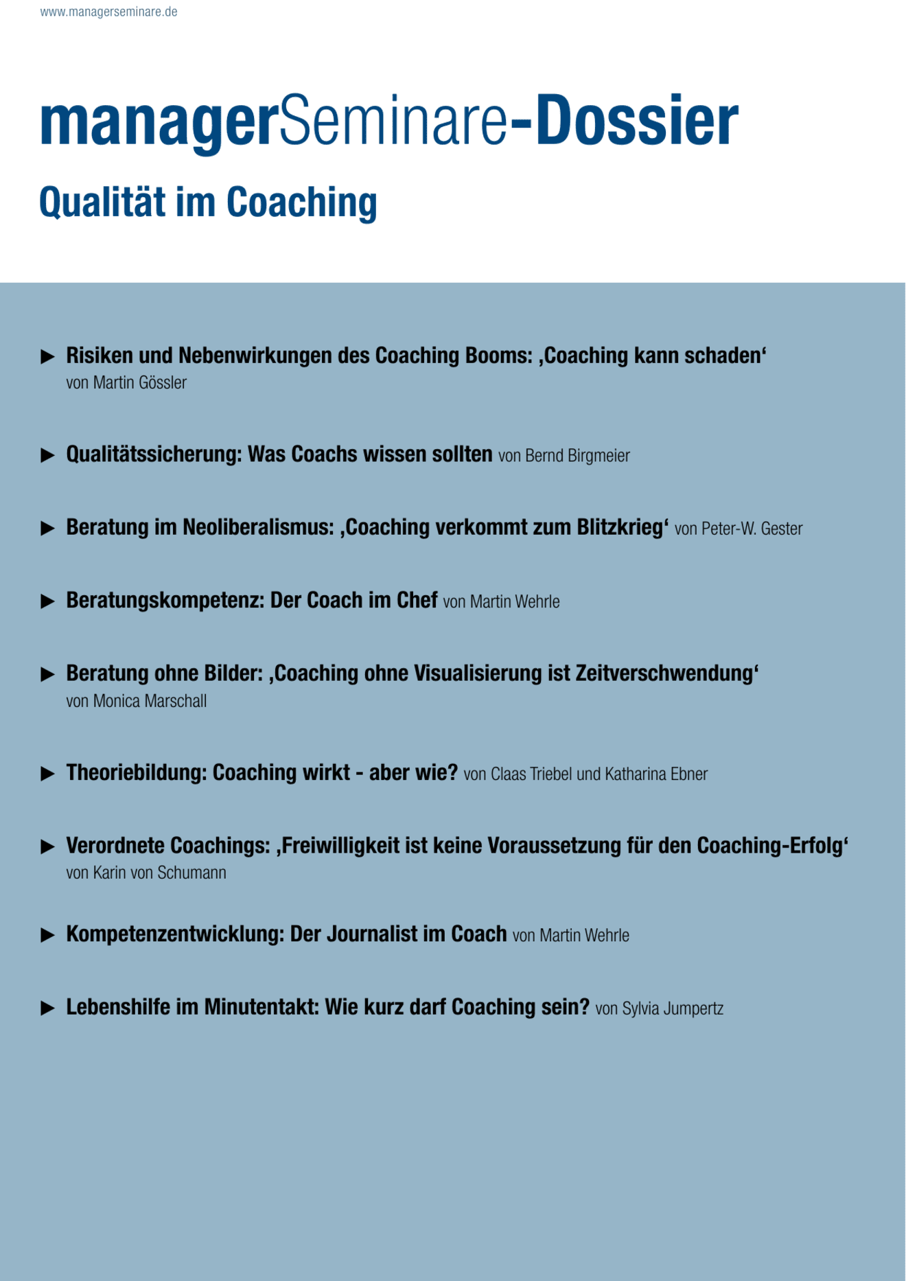 zum Dossier: Qualität im Coaching