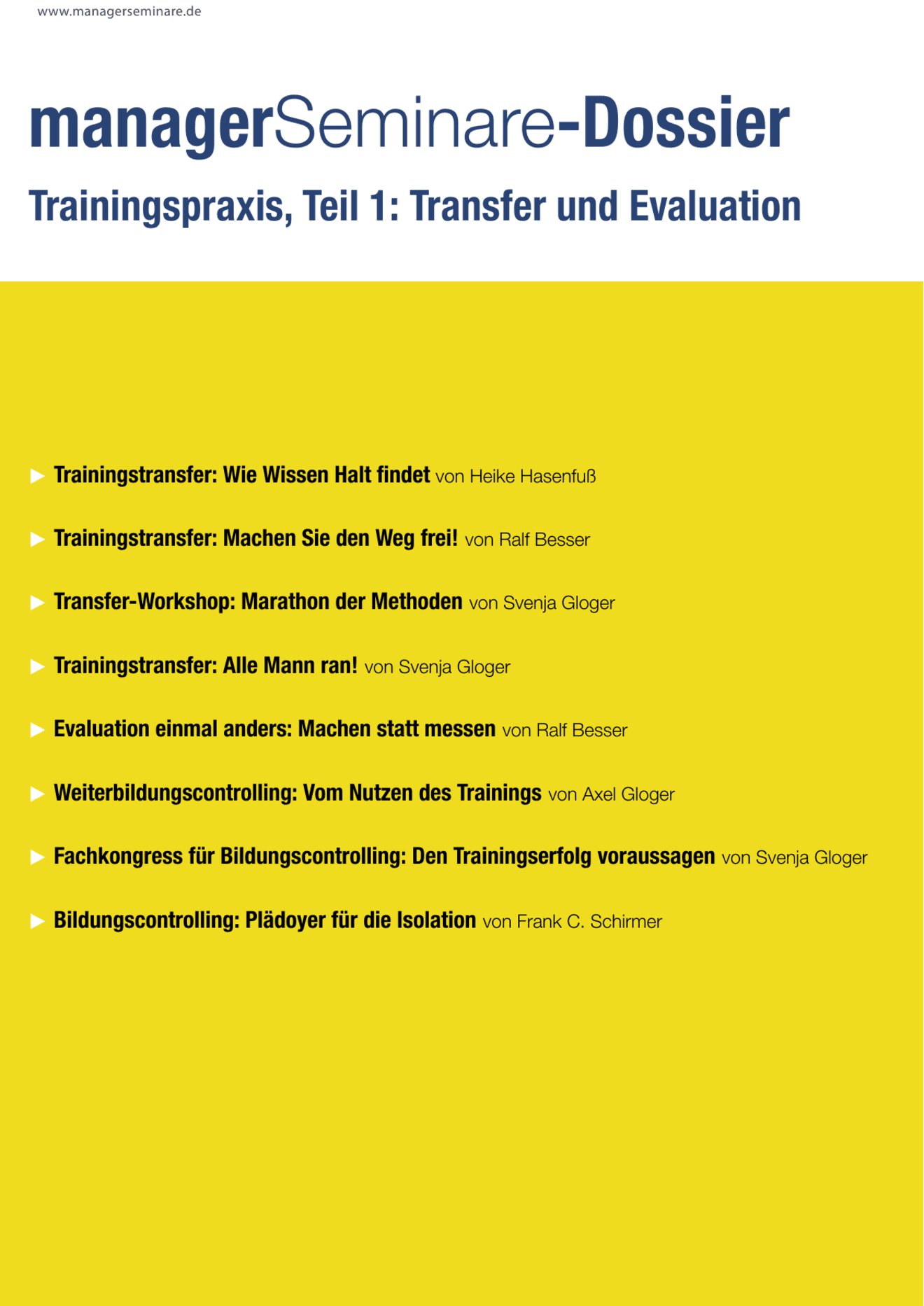 zum Dossier: Trainingspraxis, Teil 1: Transfer und Evaluation