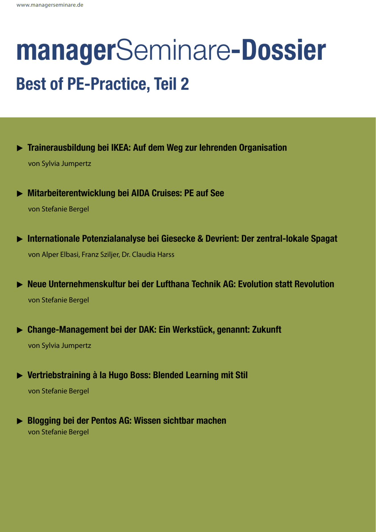 Dossier Best of PE-Practice, Teil 2