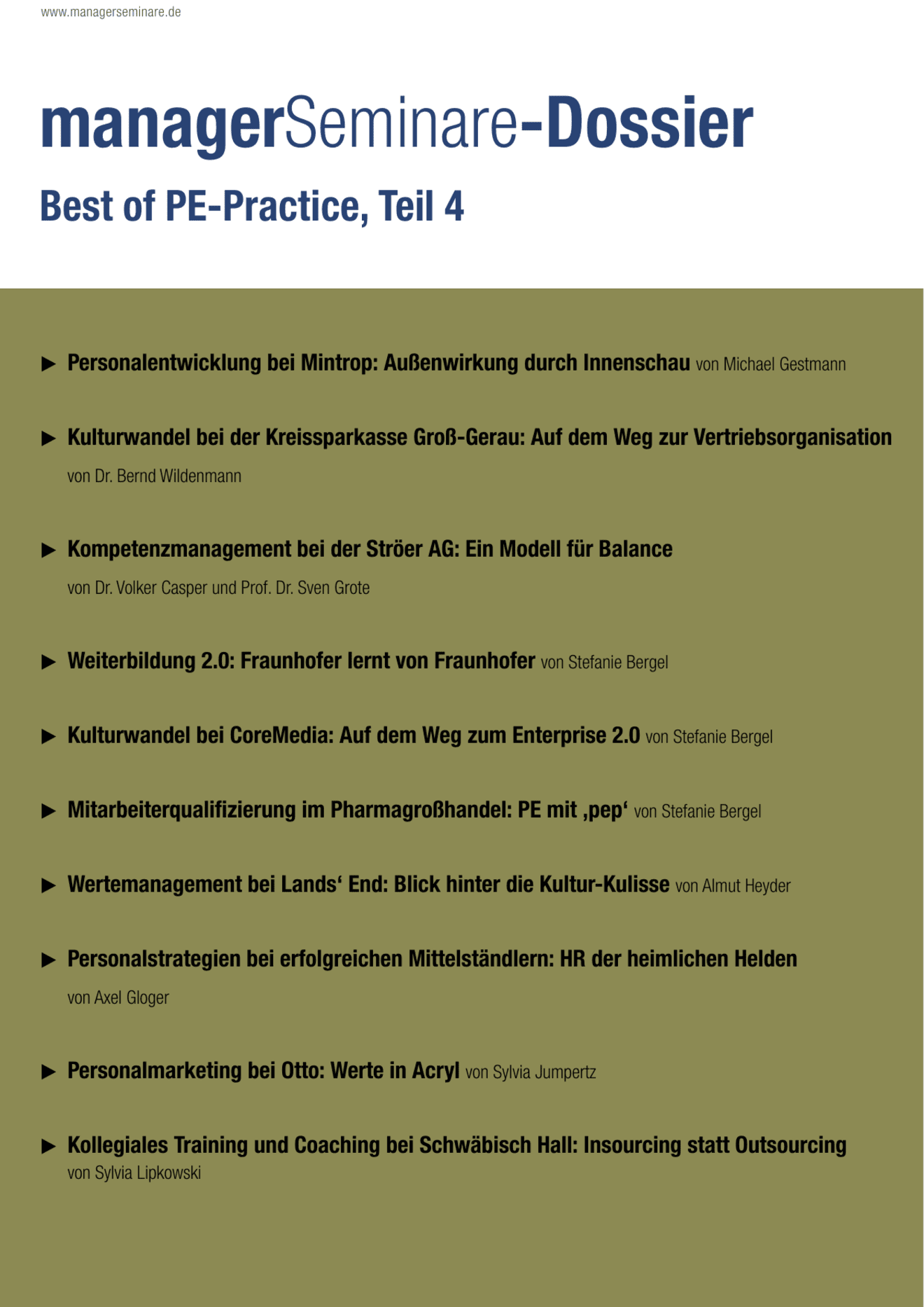 Dossier Best of PE-Practice, Teil 4