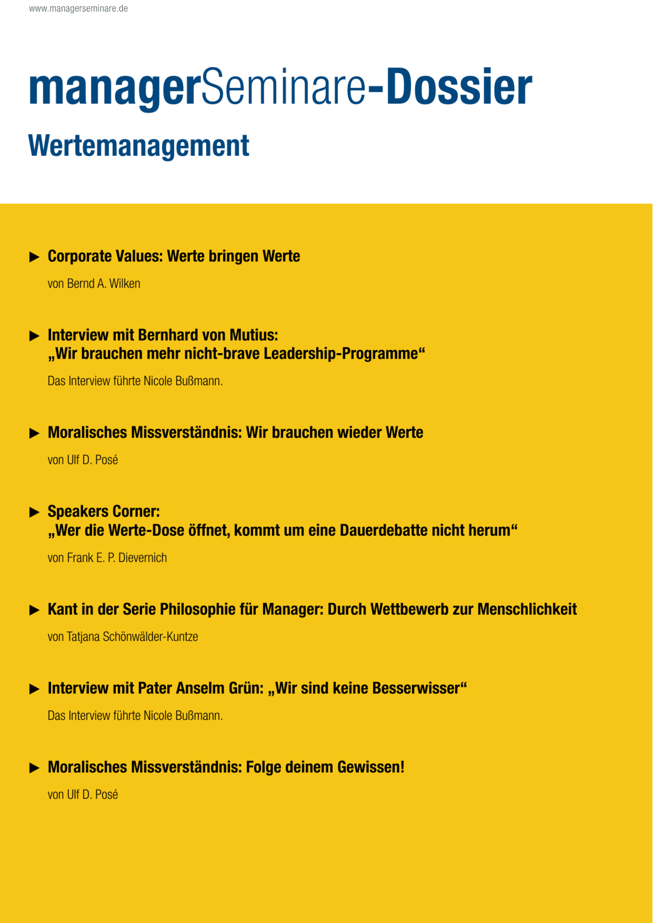 zum Dossier: Wertemanagement