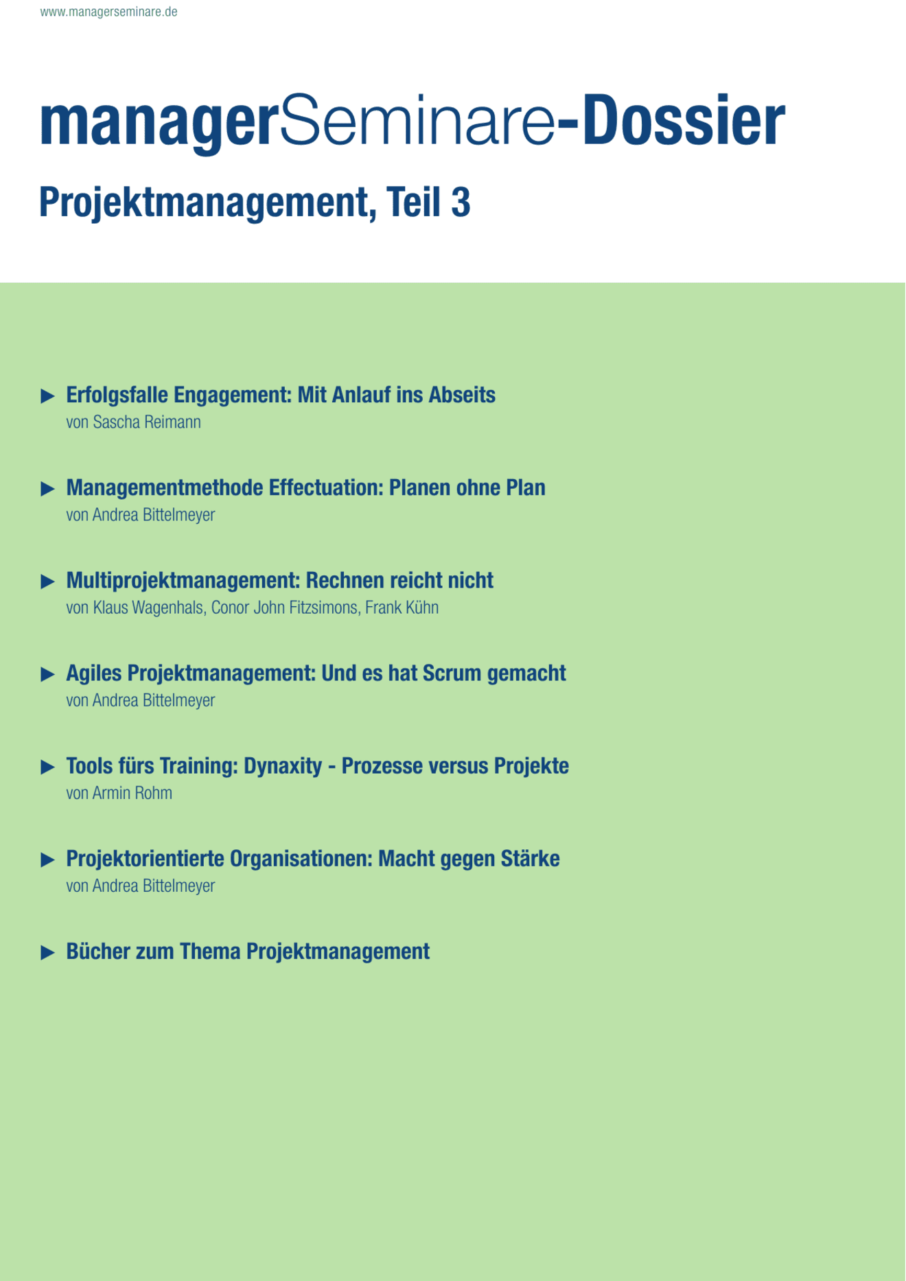 zum Dossier: Projektmanagement, Teil 3