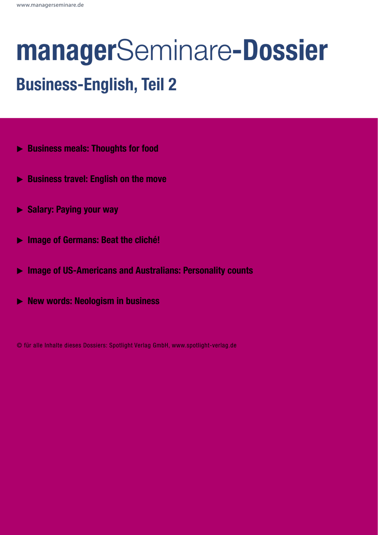 Dossier Business-English, Teil 2