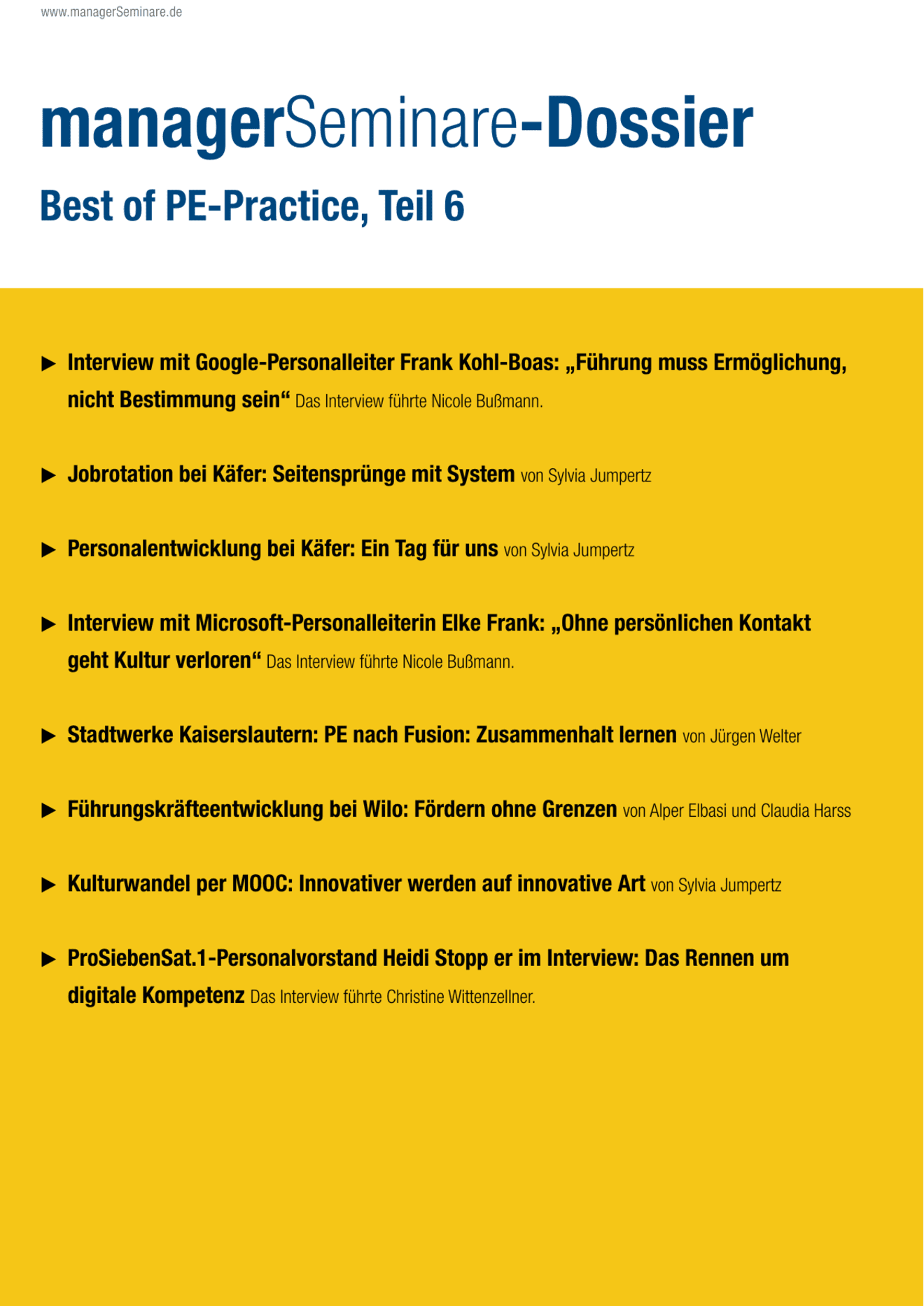 Dossier Best of PE-Practice, Teil 6