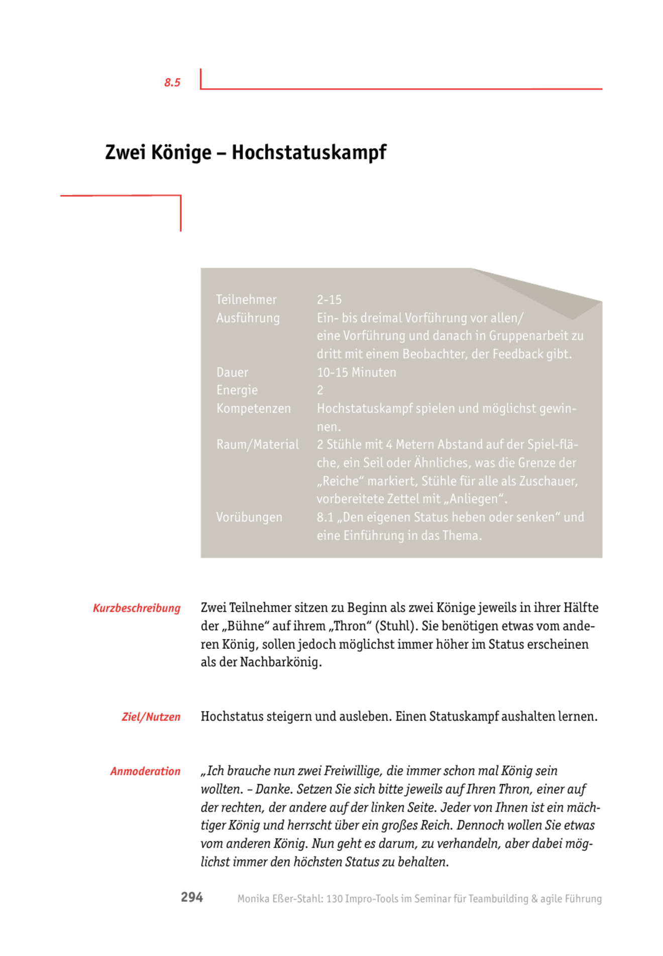 Teamübung: Zwei Könige – Hochstatuskampf