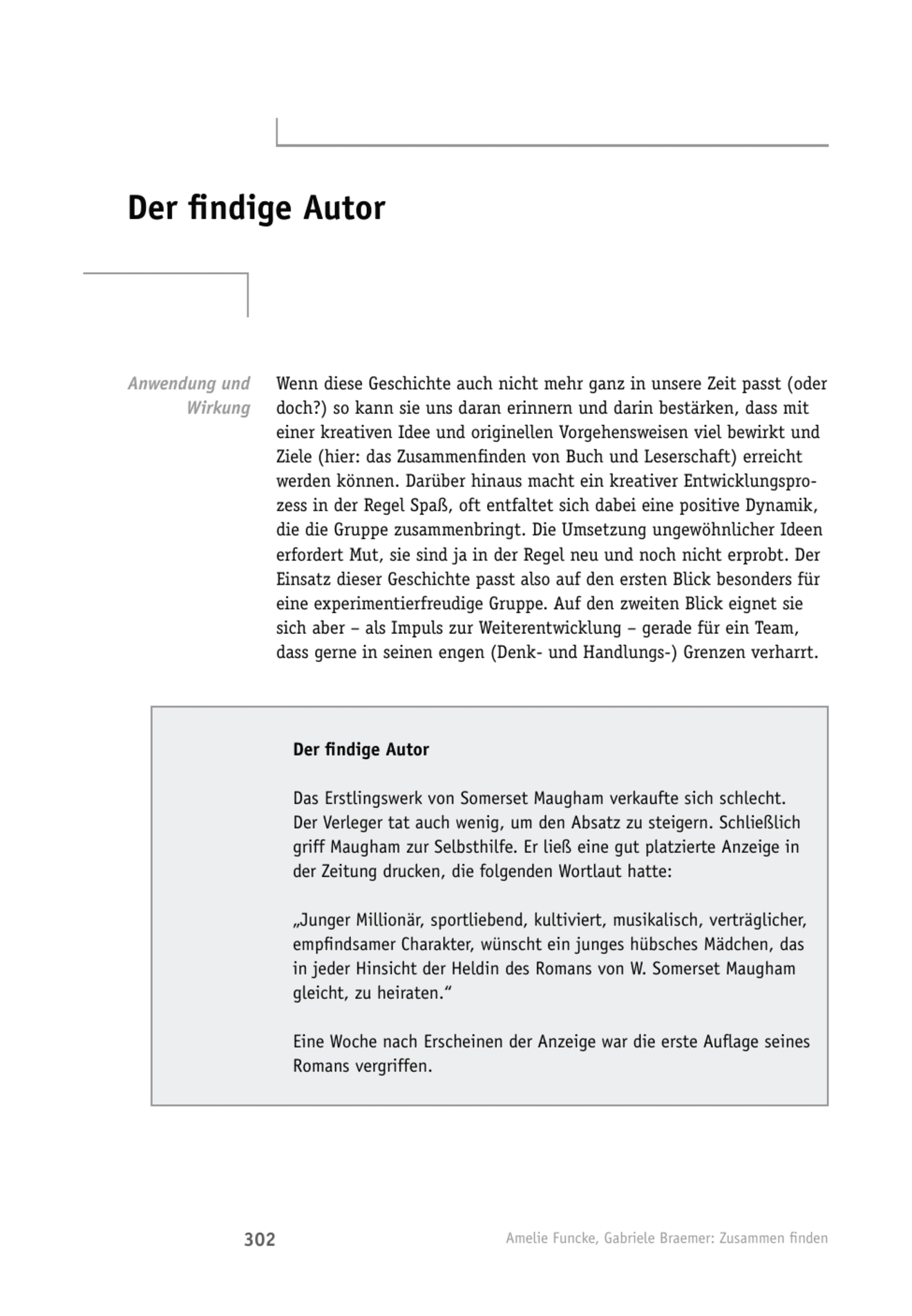 Geschichte für Teamtrainings: Der findige Autor