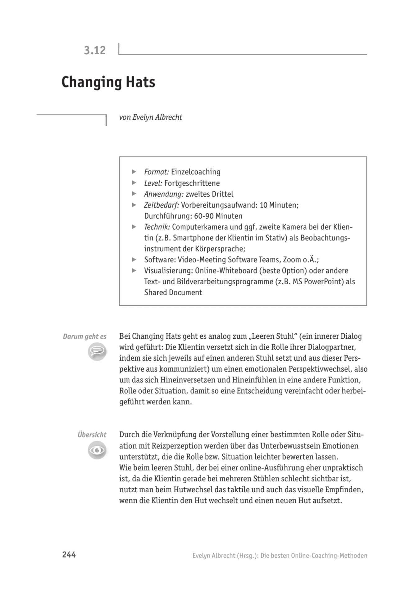 Tool  Online-Coachingtool: Changing Hats