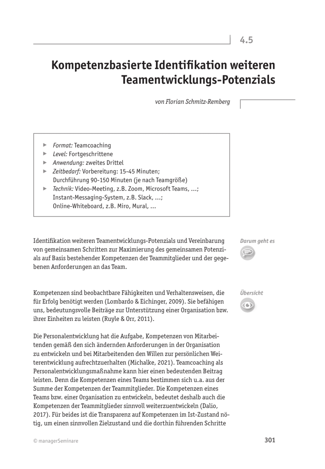Online-Coachingtool: Kompetenzbasierte Identifikation weiteren Teamentwicklungs-Potenzials